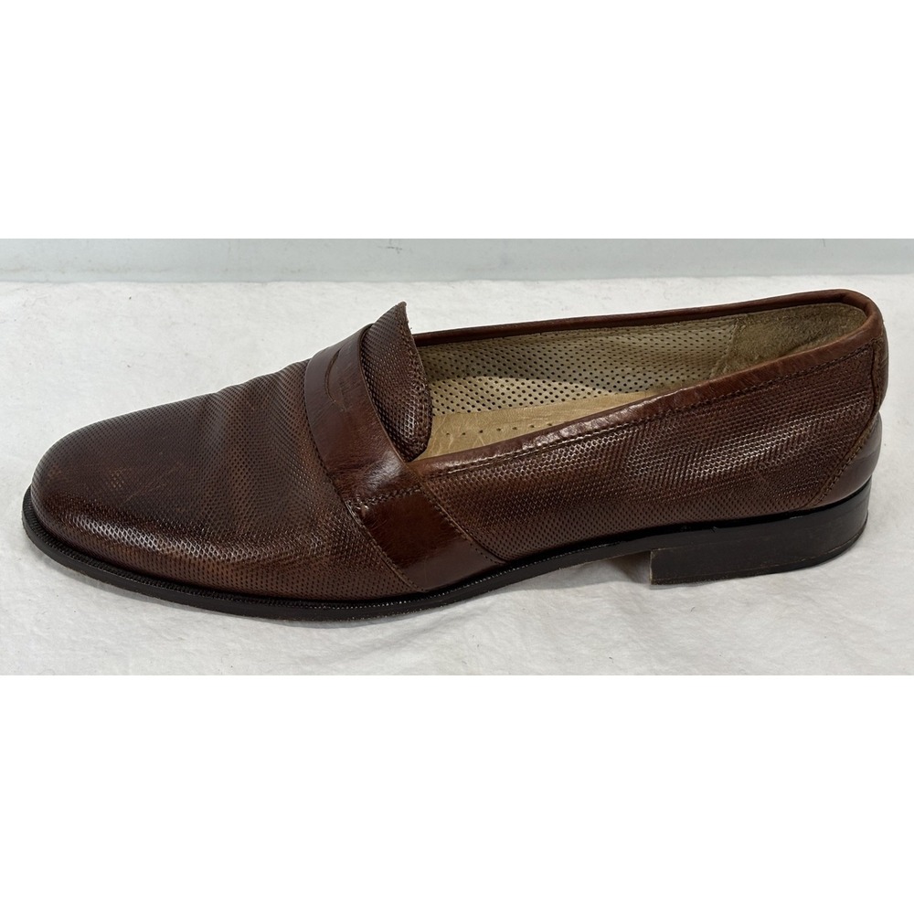 Vtg Martin Dingman Leather Penny Loafers Shoes 8.5 Men's Brown Textured Lizard?
